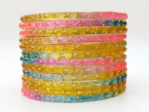 Ensemble de bracelets en verre uni JPS les plus vendus, finition brillante et design goutte de pluie, bijoux élégants pour femmes, disponibles à la vente - Product Image 6