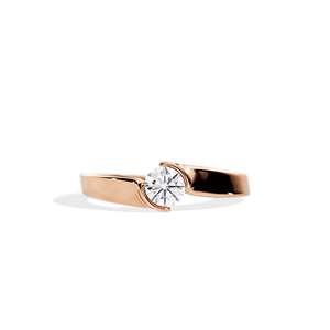 Bague de fiançailles minimaliste en diamant rond taille brillant, sertie clos, en argent 925, bijoux fins pour femme - Product Image 2