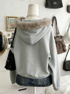 Premium Women's Faux Fur Hoodies Heavy Cotton Fleece Full Zip Oversized Drop Shoulder Winter Casual Custom Logo Factory Direct - Product Image 2