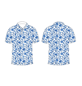 เสื้อโปโลผู้ชายสีฟ้าขาวพิมพ์ลายดอกไม้แขนสั้นเสื้อแฟชั่นฤดูร้อนลำลอง - Product Image 3