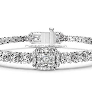 Pulsera de Diamantes y Esmeraldas Cultivadas en Laboratorio de Alta Gama Arin, Oro de 10 Quilates con Baño de Rodio, Joyería Fina para Mujer - Product Image 1