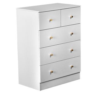 Mueble con 3+2 Cajones y Tiradores Dorados Mate, Tablero de Partículas Blanco con Acabado de Melamina Texturizada, 66*40*91cm - Product Image 5