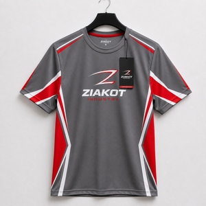 เสื้อยืด ZIAKOT รุ่นใหม่ ออกแบบใหม่สำหรับผู้ชาย สีเทา-แดง-ขาว สำหรับออกกำลังกาย - Product Image 1