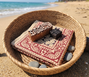 Pañuelo de algodón con estampado floral para playa, pañuelo para el pelo, pañuelo para la cabeza estilo bohemio, pañuelo indio estampado a mano, pañuelo ligero para el cuello, ideal para vacaciones de verano. - Product Image 2