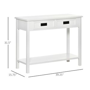 Consolle Moderna Bianca con 2 Cassetti Contenitori e Ripiano Aperto per Ingresso, Soggiorno o Camera da Letto - Per Uso Domestico o Commerciale - Product Image 3
