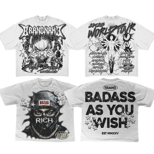 Vêtements streetwear pour hommes, t-shirt à manches longues ou courtes, coton, imprimé, col rond, coupe ample, écologique, couleur personnalisée - Product Image 6