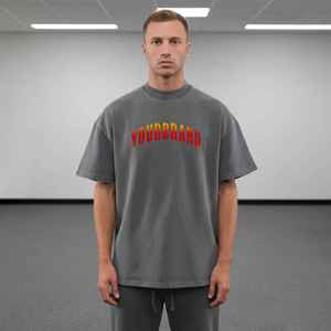 New Fashionable Oversized Men's T-shirts Streetwear 100% Cotton Eco-Friendly Solid Hip Hop <b>Drop</b> Shoulder Custom DTF Printed logo - Product Image 1