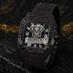 Reloj Analógico de Cuarzo de Lujo con Diamantes Negros Moissanite en Oferta, para Hombre, Simple, de Acero Inoxidable, para Uso Diario, Oficina y Eventos Especiales - Product Image 3