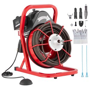 Macchina Elettrica per la Pulizia degli Scarichi da 370W, 75FT x 1/2 Pollice, con Alimentazione Manuale e 4 Frese, per la Pulizia di Tubature e Fognature - Product Image 2