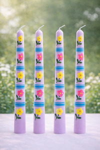 Vela Cónica de Cera de Soja y Abeja Pintada a Mano con Diseño Floral, Decoración para el Hogar sin Humo, para Ocasiones Festivas, Bodas, Regalo de Navidad - Product Image 2
