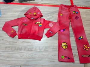Ensemble deux pièces pour femme avec pantalon de jogging à logo personnalisé, coupe ajustée, vêtements de créateur - Product Image 1
