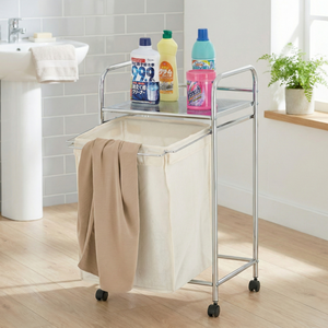 Chariot à linge portable pliable de qualité OEM Rangement à domicile Tissu de bricolage Cadre en métal Organisateur d'étagères du fabricant de Taïwan - Product Image 1