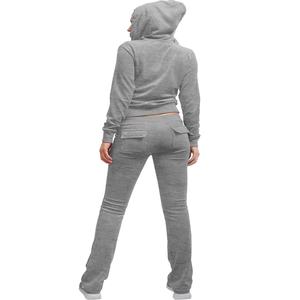 Survêtement en velours personnalisé surdimensionné pour femmes Ensemble de sweat à capuche en velours de haute qualité avec des motifs de tissu en toile décontractés de votre choix - Product Image 6