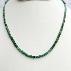 Chất Lượng Hàng Đầu Tự Nhiên Bóng Mờ Ngọc Lục Bảo Mặt Rondelle Loose Đá Quý Bạc Hạt Vòng Cổ Cho Phụ Nữ Đồ Trang Sức Thời Trang Cho Bán - Product Image 2