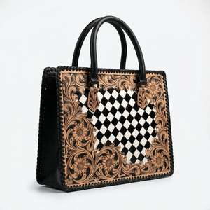 Bolso Tote de Mujer Elegante, de Cuero Genuino 100%, Color Sólido, Tallado y Decorado, Ligero, Impermeable, de Alta Calidad, para Verano y Otoño - Product Image 4