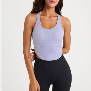 Débardeur de sport côtelé sans manches à col en U haute résistance, antichoc, séchage rapide, push-up, pour femme - Product Image 6