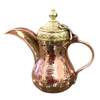 Carafe à café Dallah arabe de luxe en cuivre martelé, traditionnelle, avec couvercle et poignée en laiton, pour le service du Qahwa, idéale pour le Ramadan, l'Aïd, l'hôtel et la maison