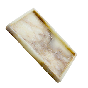 Nouveau plateau de service multifonctionnel de luxe moderne en marbre antique et onyx, grand format, design élégant - Product Image 4