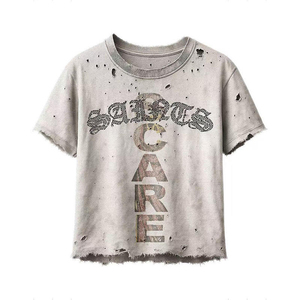 Herren Graues Distressed Grafik-T-Shirt Kurzarm Formelles Rollkragen-Shirt Cartoon Tom Aufdruck 100% Baumwolle Knitterfrei - Product Image 3