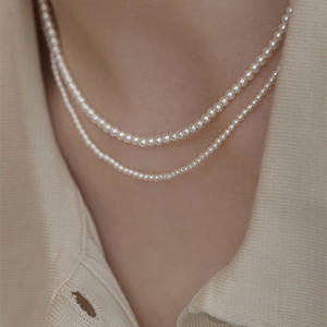 Collar de Perlas Shijia de Doble Capa de Alta Gama para Mujer, Diseño Simple de Cadena para Clavícula con Perlas de Arroz - Product Image 4