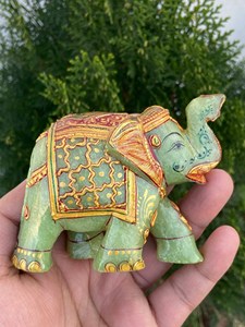 Hand Carved Hand Painted Aventurine <b>Elephant</b> Statue Indian Jade Lucky <b>Elephant</b> Crystal <b>Decor</b> OEM ODM Wholesale - Product Image 1