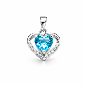 Blue Topaz Heart Handmade Gemstone 925 <b>Silver</b> Pendant For Women Jewelry - Product Image 1