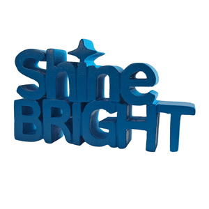 Shine Bright Motivational Showpiece <b>Home</b> Decor Items <b>Home</b> Decoration <b>Wooden</b> Blue Painted <b>Sign</b> and Plaques Modern Gifting Item - Product Image 4