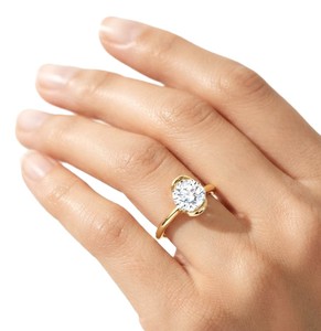 Bague de fiançailles et de mariage en or massif 10K 14K 18K avec demi-diamant rond et diamant de laboratoire rond de 0,3 carat F-VS - Product Image 6