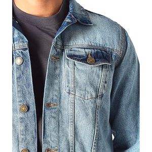 <b>Men's</b> Classic Blue Denim <b>Jacket</b> with Multi-Pocket Casual <b>Long</b> Sleeve Coat Fashionable Washed Technique for Winter Use - Product Image 2