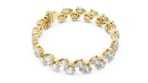 Bracelet tennis de luxe plaqué or 18 carats avec double rangée de diamants taille poire et pierres en forme de goutte, idéal pour les fiançailles et les mariages - Product Image 3