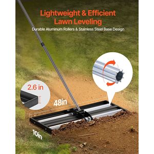 Livellatore per Prato in Acciaio Inox 48 x 10 Pollici, Rullo Livellante Resistente con Manico Regolabile 83,9 cm - Product Image 2