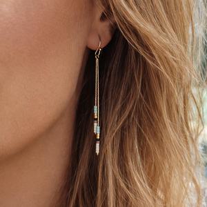 Modernos Pendientes de Cristal con Cuentas y Diseño Degradado para Mujer, Elegantes para Fiestas Navideñas, Uso Diario, Regalo, Joyería Ligera UO INDIA - Product Image 1