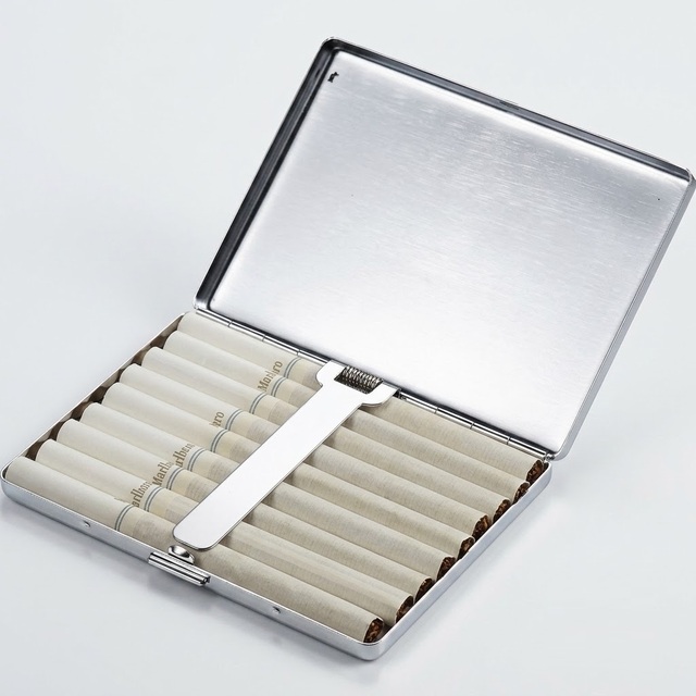 Custom Logo Stainless Steel Metal Cigarette Case Luxury Slim Cigarette Holder Box Crush Proof Portable Smoking Accessories Case