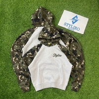 Sweat à capuche décontracté Styliro pour homme en coton French Terry, coupe droite, avec poches et logo frontal, motif camouflage