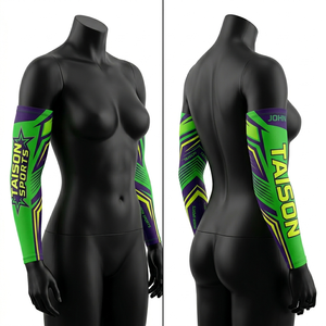 Manguitos de compresión para fútbol americano para mujer, 240 GSM, poliéster y elastano, diseño de panel en oro y granate, sublimación, logotipo personalizado - Product Image 4