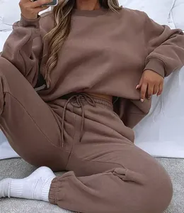 Custom 2 <b>Piece</b> Hoodie And Jogger <b>Set</b> Puff Printing Elegant Tracksuit for Women USA Size Pullover full zip up hoodie tracksuit - Product Image 3