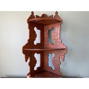 Handcrafted Walnut Wood <b>Corner</b> <b>Wall</b> <b>Shelf</b> - Wholesale Carved Wooden Display <b>Shelves</b> India - Product Image 1