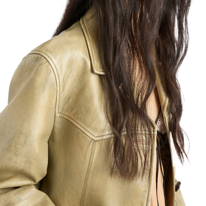 High demand Women's Vintage Nappa Lambskin Leather <b>Jacket</b> Luxury Notch Lapel Designer top OEM Private Label Custom Manufacturer - Product Image 3