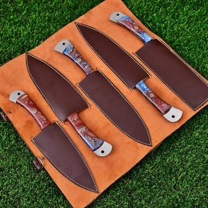 Handmade Carbon Steel Chef <b>Knife</b> <b>Set</b> 5-Piece Razor <b>Sharp</b> Forged Customizable Sustainable Multifunction Wood Handle Custom Logo - Product Image 2