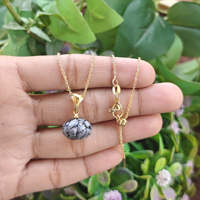 Collier unisexe en laiton plaqué or 18 carats avec pendentif en pierre précieuse naturelle sculptée à la main en forme de citrouille, chaîne câble, vente en gros de bijoux