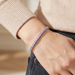 Pulsera de Diamantes de Oro Rosa de Lujo, Corte Marquesa, Color Fantasía, Joyería de Boda para Mujer - Product Image 4