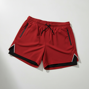 Men's Dual Layer Water Sport <b>Shorts</b> Quick Dry Inner <b>Compression</b> Zip Security Pocket Custom Logo Bulk Order Manufacturer - Product Image 4