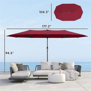Ombrellone Solare da Giardino Rosso Vino per Esterni e Terrazze, Ideale per Picnic e Barbecue - Product Image 6