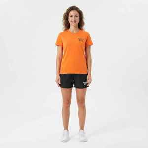 Women's Orange <b>Short</b> Sleeve O-Neck T-Shirt With Black Above Knee <b>Shorts</b> <b>Set</b> Sporty Regular Fit Spring Summer Wear - Product Image 3