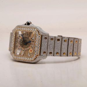 Splendid Gift Jewelry Men's Luxury Moissanite/Silver Square Case Analog Quartz <b>Watch</b> Rhinestone Dial Sapphire <b>Crystal</b> Window ETA - Product Image 6