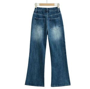 Jeans pour femmes à taille haute de fabricant professionnel, en coton respirant avec impression personnalisée, vente en gros d'usine - Product Image 2