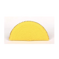 Tas Clutch Setengah Bulan Anyaman Jute Alami Buatan Tangan dengan Hiasan Manik-Manik Emas, Dompet Wanita untuk Acara Malam, Buatan Tangan, Kapasitas Besar, Lembut