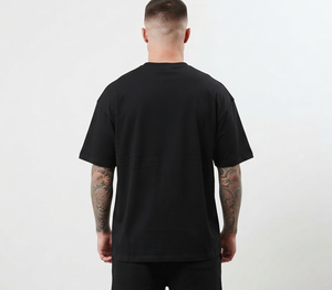 Camiseta de Algodón Negra Lisa para Hombre, Corte Regular, Manga Corta, Cuello Redondo, Estilo Casual, Tejido Jersey, Color Sólido, Prenda Urbana con Logotipo Personalizado - Product Image 6
