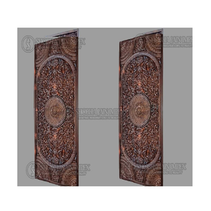 Cadre en bois Jali Caved pour mariage Décoration traditionnelle indienne Plaque d'entrée en bois fabriquée à la main - Product Image 1