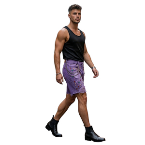Custom Acid Wash Distressed Shorts High Quality Rhinestone 100% Denim Shorts Vintage Summer Streetwear Unisex - Product Image 6